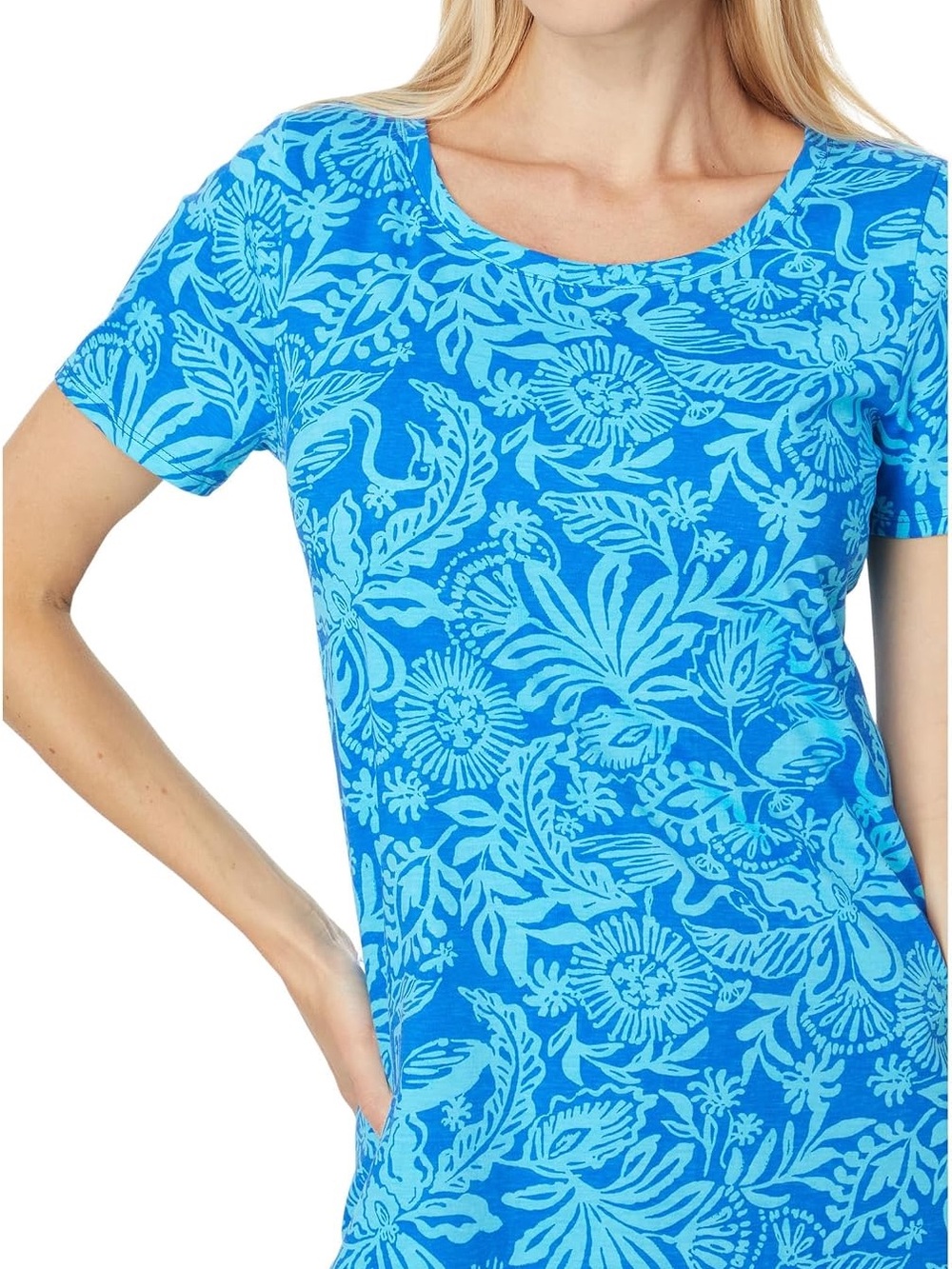 Lilly Pulitzer Bright Blue Floral Scoop Neck Short Sleeve dress